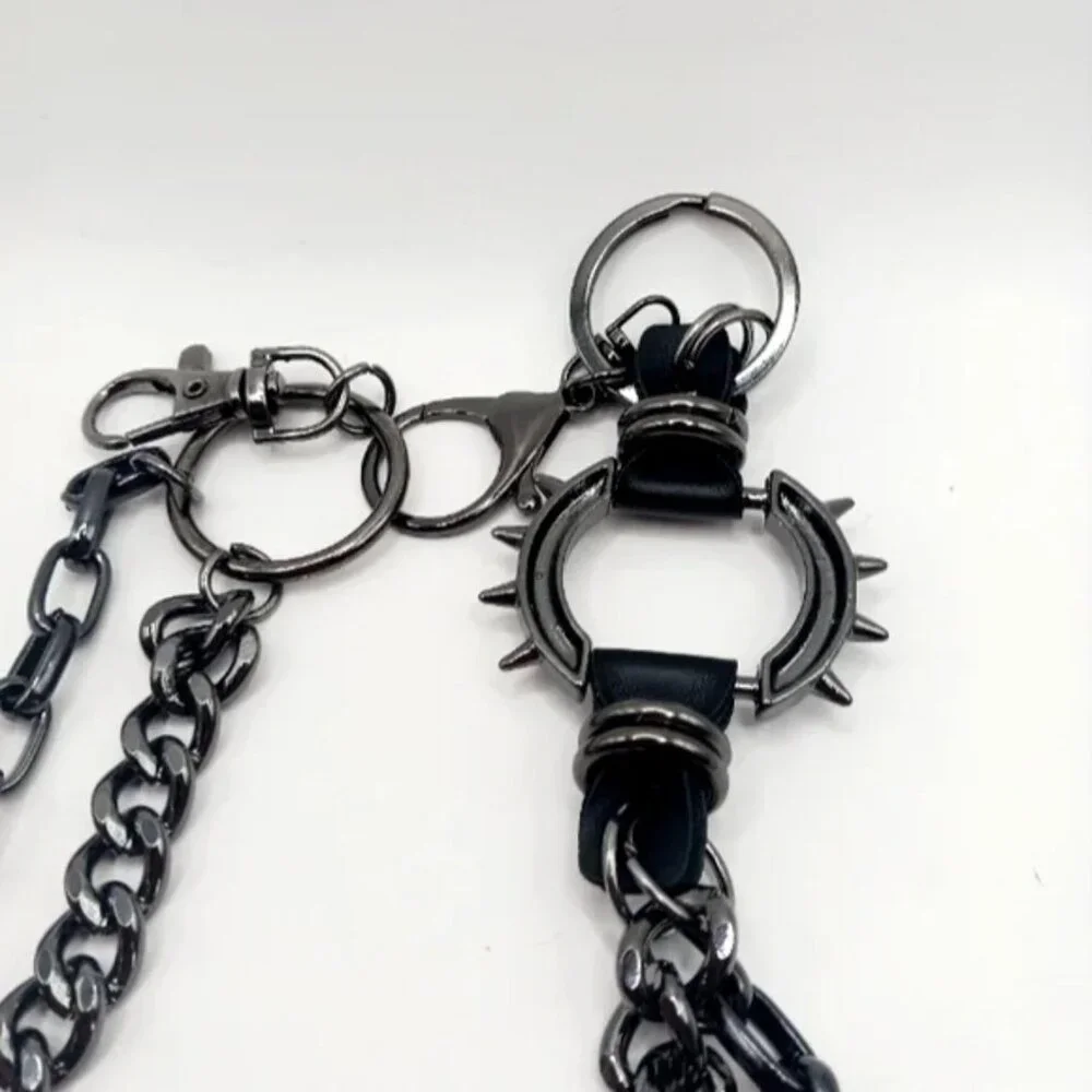Mens Heavy Black Metal Pants or Wallet Chain Double Layer 22 inches